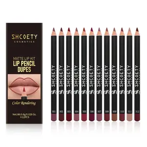 12pcs/box Matte Finish Lip Liner Stain, Easy Coloring Matte Lipliner Pencil Set,Suitable for All Occasions Lip Makeup, Cosmetic, Lip Liner Kit, Lip Liner Pencils, Lip Product, Lip Liner Waterproof, Lip Crayon