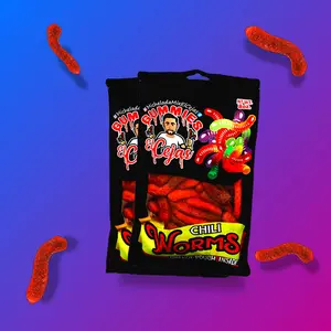 2 Pack - El Cejas Chili Gummy Worms with Chamoy 8oz