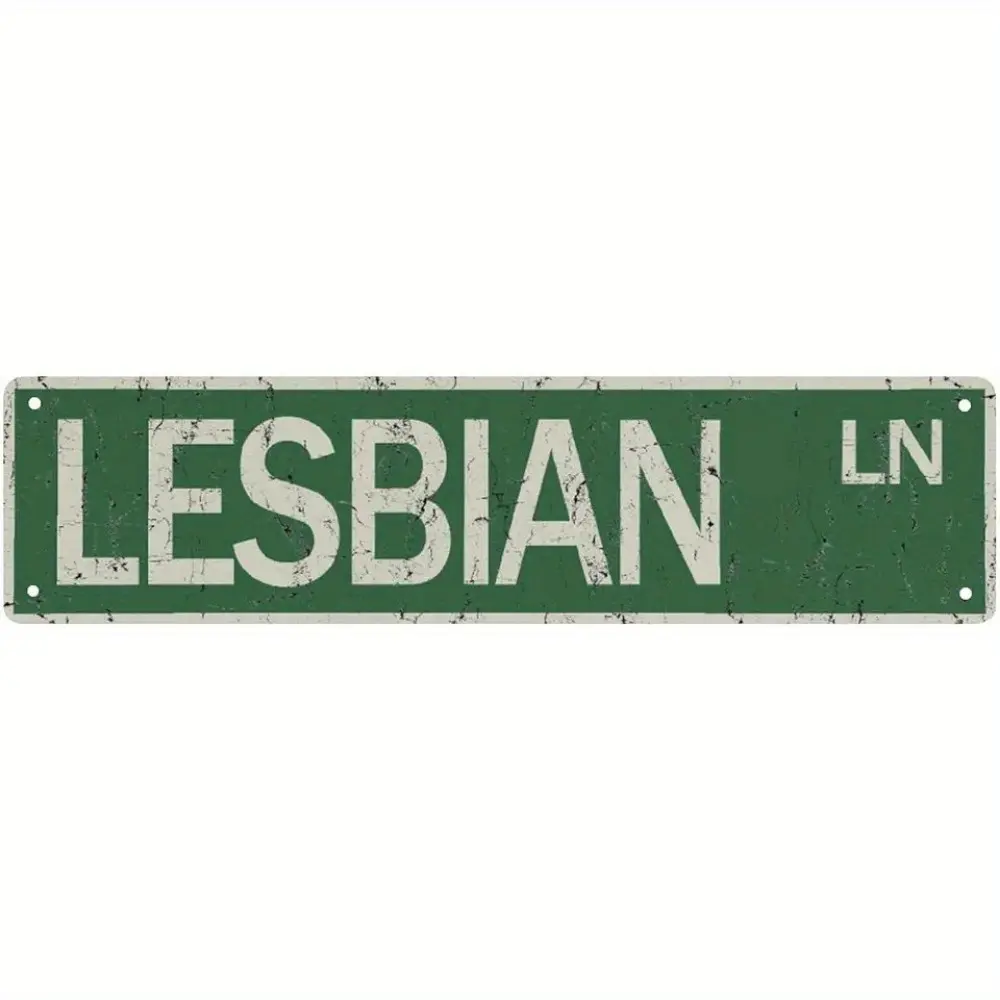 lRoad Sign Lesbian Ln Street Sign Vintage Funny Metal Tin Sign 4X16 Inch Wall Decorations