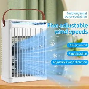 Desktop air cooler humidifier spray fan, five speed wind, LED seven color night light, outdoor cooling air fan, suitable for indoor and outdoor, outdoor tourism, seaside, camping