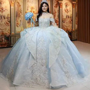 2026 Treding Quince Dress Quinceanera Dress Long Train Big Bow Long Tail Sweet 15 Sweet 16 Big Skirt