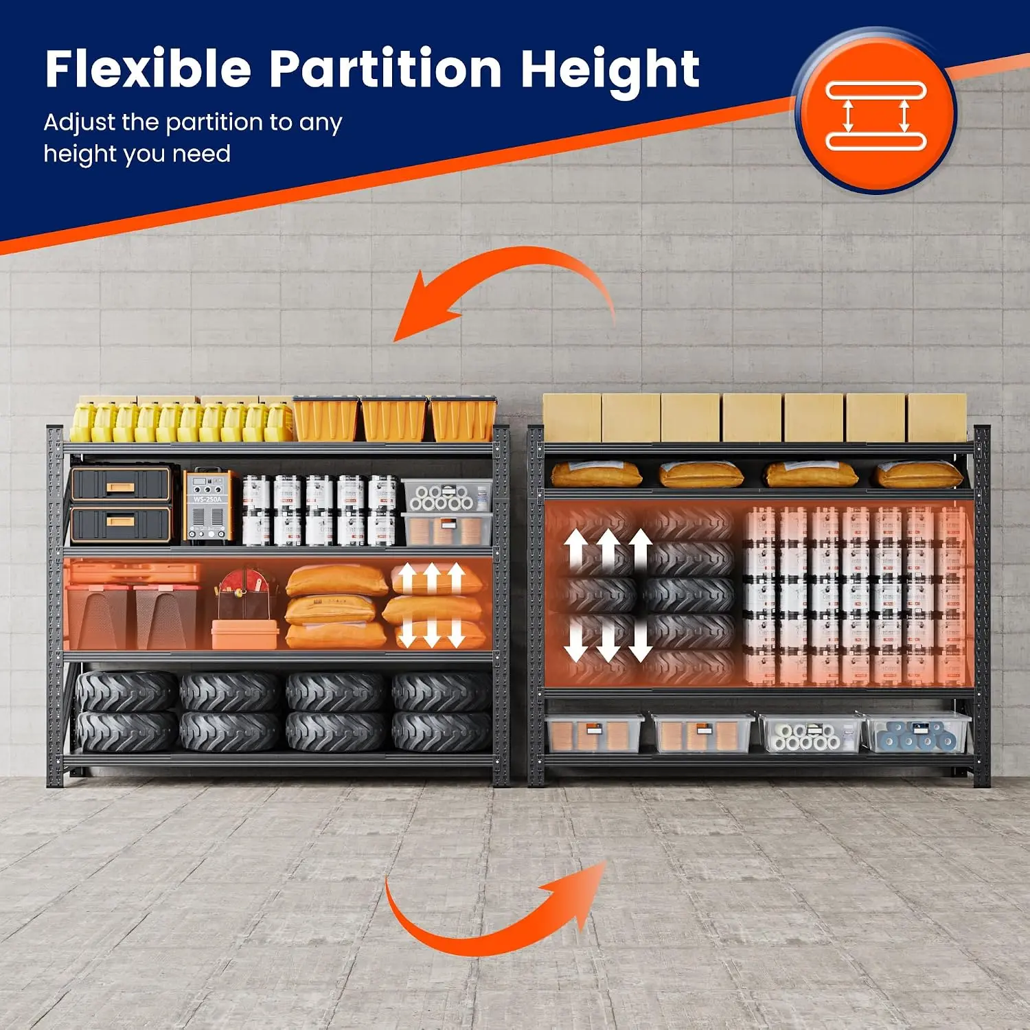 Yizosh Sturdy Steel Frame Storage Shelf 4-Tiered  - Adjustable Metal Racks with Diagonal Reinforcing Ribs, 440 lbs Capacity, Space-Saving for Garage, Office, 40"W×20"D×60"H, Multi Sizes Option
