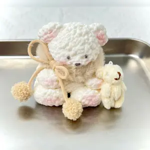 【Buy 3 get 1 free】bear with a scarf - White Food-Grade Silicone Slow-Rising Rebound Squishy Fidget Toys for Stress Relief - Soft Squeeze Toys with Thick Creamy Slime Texture, Handmade Non-Toxic Sensory Toys