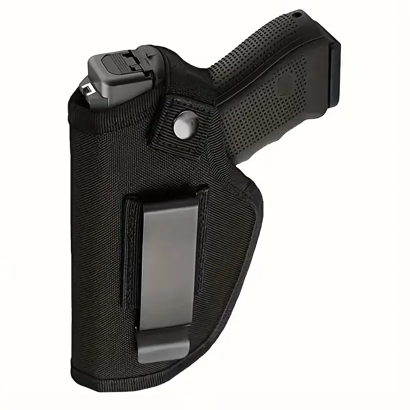 Tactical Concealed Gun Holster - Black Nylon Hunting Equipment with Metal Clip, Secure Snap Closure, Comfortable Durable Design, Ambidextrous Fit for Small & Large Handguns, Classic Belt Holster for Outdoor Fun, Concealed Holster