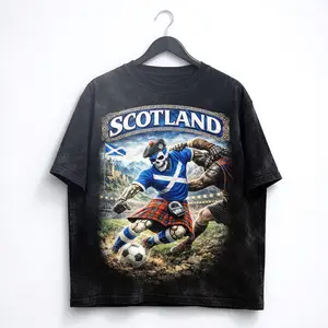 Scotland Soccer Skull Scottish Football Highland Kilt Graphic World Cup 2026 Shirt, Streetwear Tee, Unisex T-Shirt.