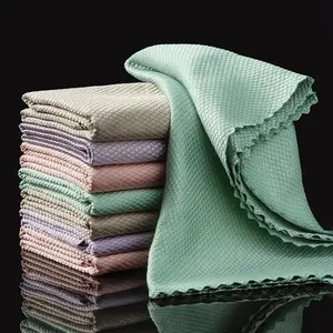 1-10pcs Microfiber Glass Cleaning Cloth Rag Lint-Free For Windows Car Kitchen Mirror No Trace Reusable Fish Scale Rag Polishing