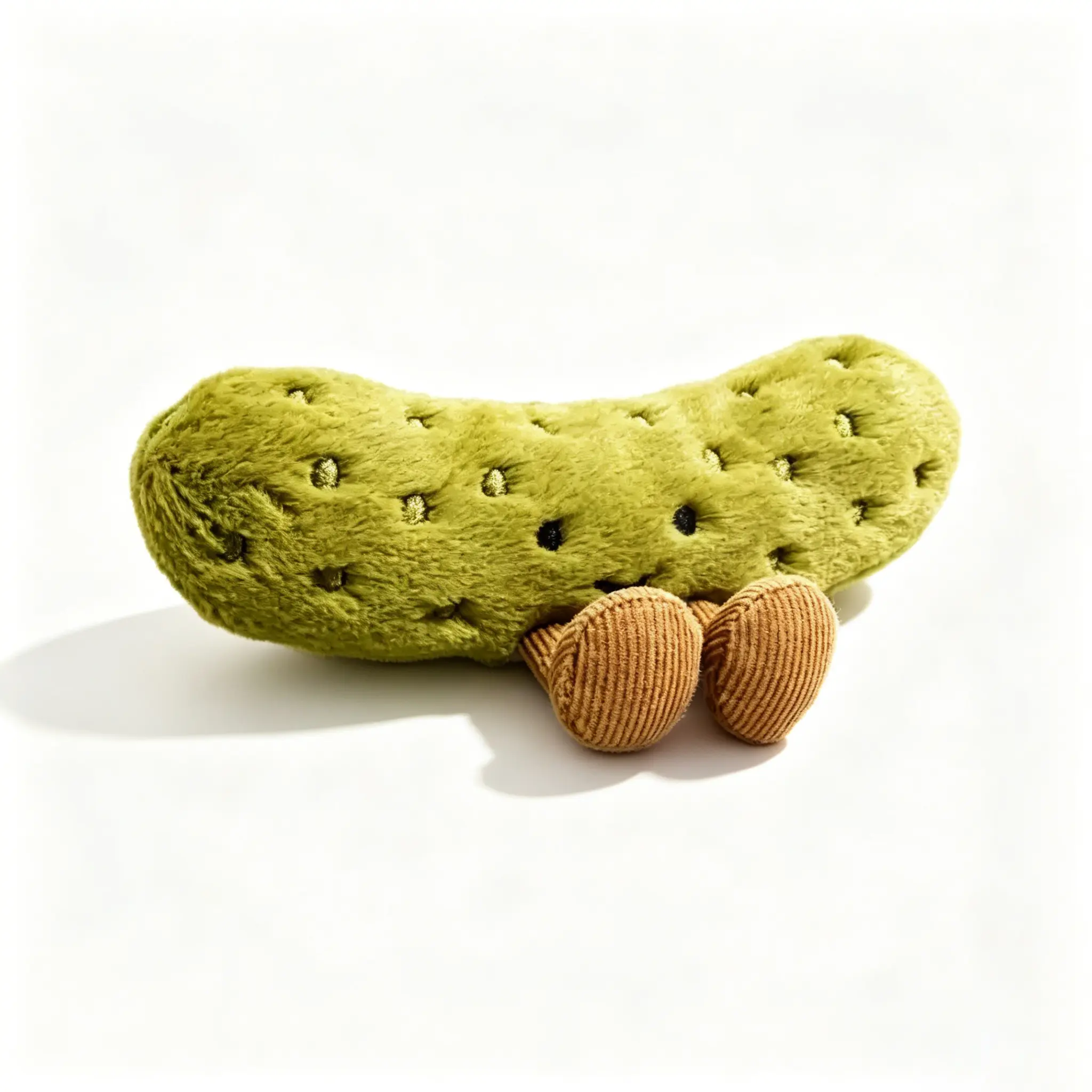 Cute Pickle Stuffed Animal, Soft Huggable Cotton Plush Doll with Lovely Face & Tiny Feet, Universal Gift for All Ages