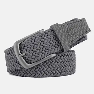 WOLF Tech-Fit Braided Belt, Dark Grey with Smoke Grey Buckle, Distressed Leather Tail, Stretch-Fit, 1.4" Width
