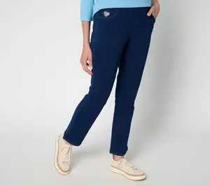 Quacker Factory DreamJeannes Short Flat Waist Straight Leg Ankle Pants