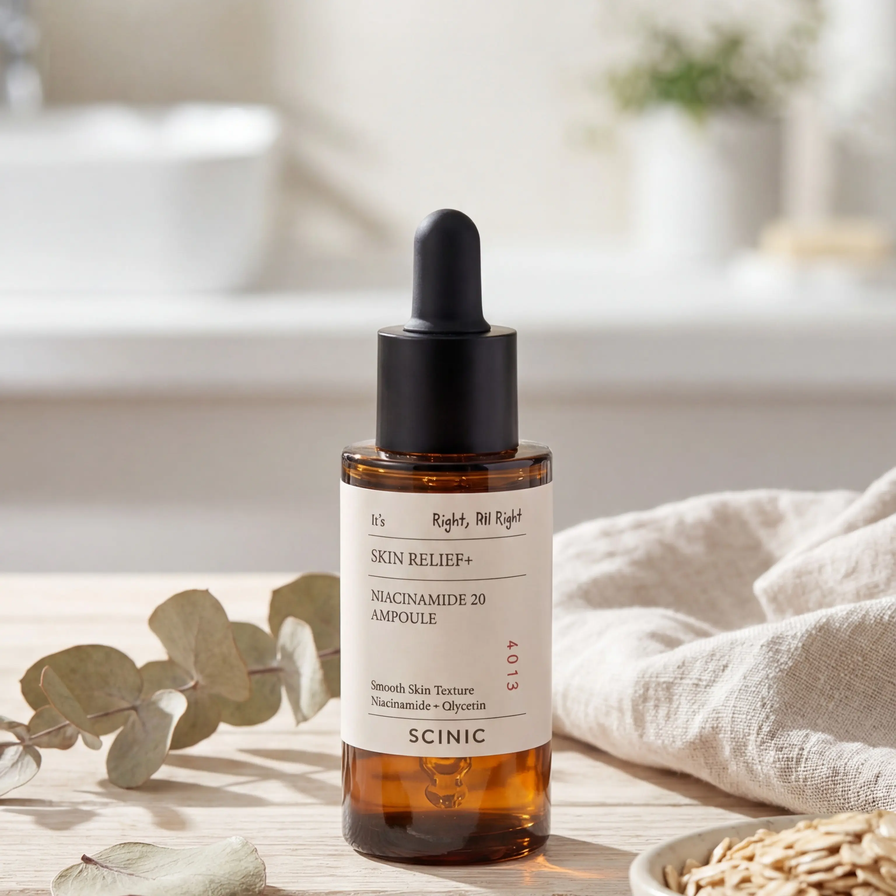 SCINIC Skin Relief Plus Niacinamide 20 Ampoule 30ml Vegan Moisturizing Ampoule for Sensitive & Mature Skin with 20% Niacinamide for Brightening & Texture Improvement