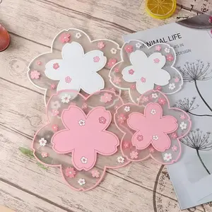 1count Cherry Blossom Heat Insulation Pad Dining Table Mat Anti-skid Cup pads Non-slip Coaster Kitchen Accessories Coasters Table Mat Kitchen Decorative Floral Pattern Placemat Coffee Bar Mat