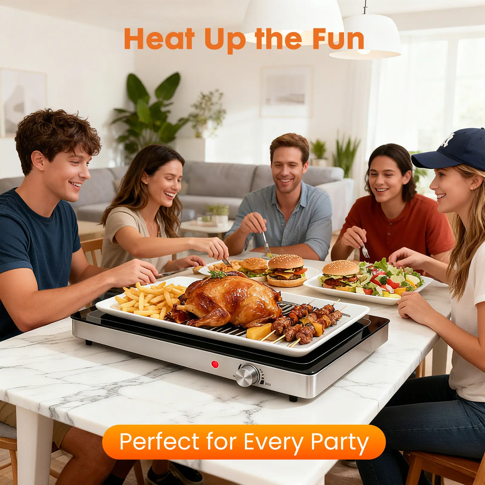 Electric Warming Tray, Glass Top Food Warmer with Adjustable Temperature Control, Easy Cleaning Chafing Dishes Easy Cleaning for Parties Buffet, Gatherings, Hot Plates for Food, Black