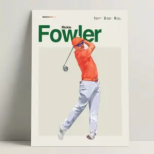Rickie Fowler Poster, Golf Poster, Modern Golf Print, Minimalist Golf Wall Art for Office, Golf Bedroom Decor, Golf Gift Ideas
