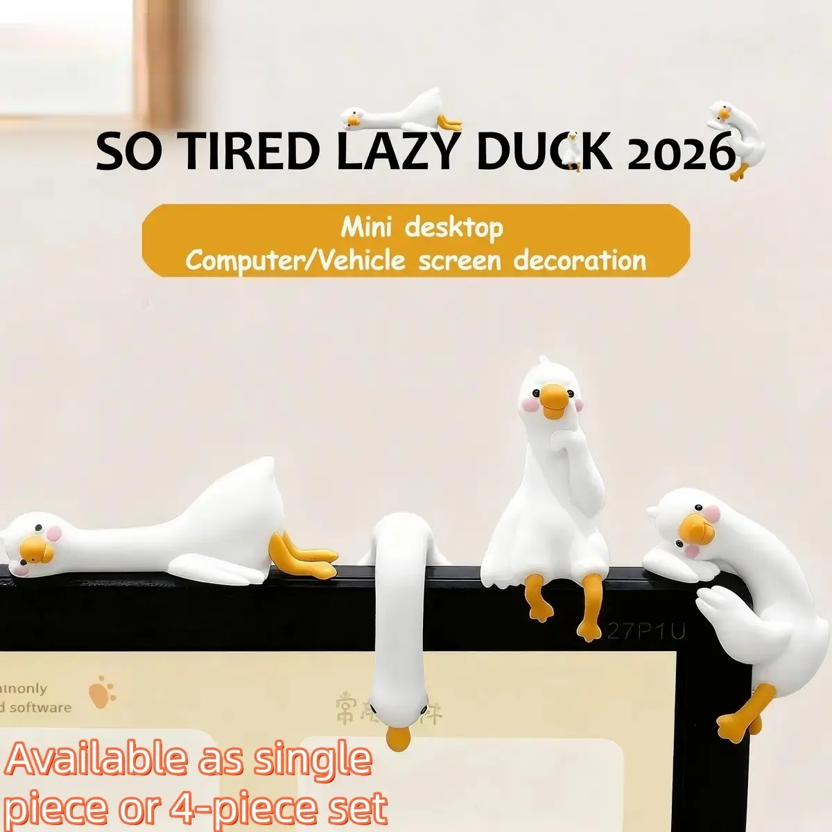 2026 New Lazy Duck Mini Desk Accessories - Cute Duck Ornaments, Cute Duck Design, Work Partner Desktop Decor for Computer Screens, Office & Home, Perfect Birthday/Mother's Day/Father's Day Gifts