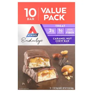 Atkins Endulge, Caramel Nut Chew Bar, 10 Bars, 1.2 oz (32 g) Each