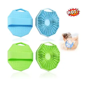 Antimicrobial Silicone Body Scrubber Set - Bath Personal Accessories, Soft Smooth Exfoliating for All Skin Types, Quick-Dry Lather, Ergonomic Non-Slip Waterproof Design, Blue & Green Options