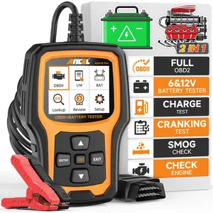 ANCEL AD410 Pro OBD2 Scanner Battery Tester, Automotive Diagnostic Tool 2 in 1 Check Engine Code Reader, EVAP Test, Live Data, 6V 12V Battery Analyzer with Cranking & Charging System Test