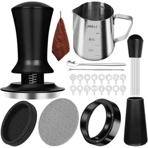 25 PCS Espresso Accessories Kit, Espresso Tamper Coffee Set, 51mm Spring Loaded Calibrated Espresso Tamper, with Espresso Puck Screen, Dosing Funnel, WDT Tool, Latte Art Kit