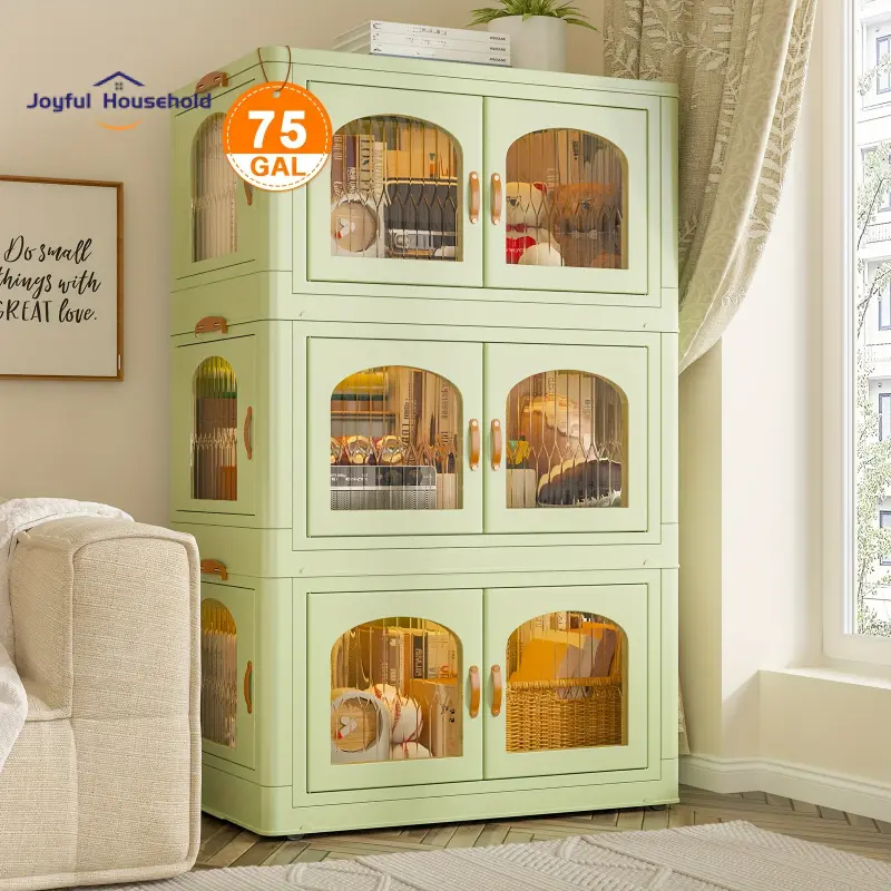 Living Room Bedroom 75GAL Large Capacity Stackable Storage Bins with Wheels and Door - Durable Closet Organizers and Storage Containers for Bedroom, Office, Kitchen, and School - Easy Access, Space-Saving, and Versatile Plastic Drawer Storage Solution
