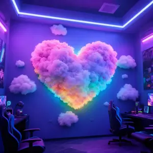 Valentine's Day Decorative Lights, Heart Cloud LED String, Music Sync Multi-Color Changing, USB Powered, Button Control, Perfect Gift, Party Decor, Party Decoration