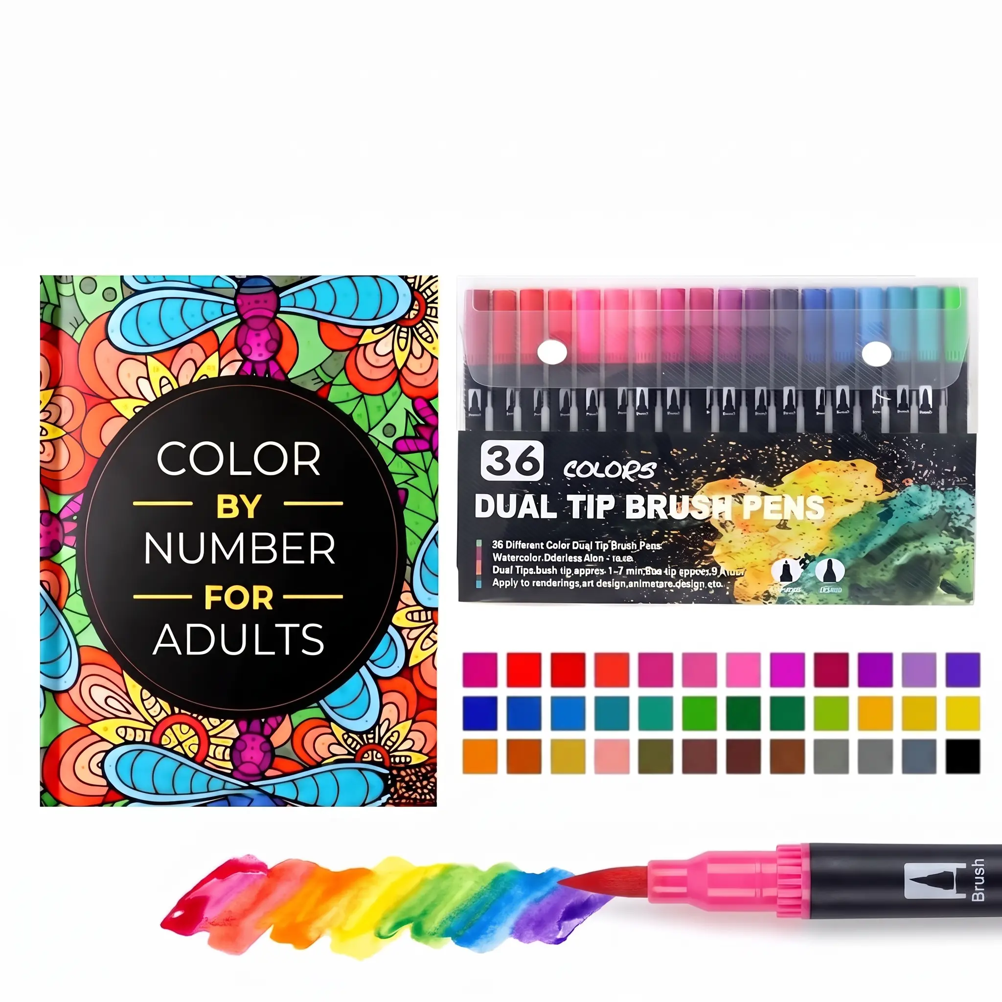 Adult Mandala Crafting Kit - Art Therapy Relaxing Gift, Stress Relief DIY Set with 75 Floral & Animal Art Patterns, 36 Colors Markers for Holiday Party Gifting (Home & Festive Party Supplies)