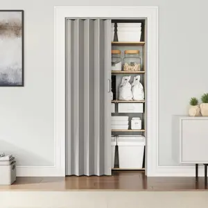 Hardware 32" W PVC Foldable Accordion Doors or Privacy Room Divider for Internal Use, Grey