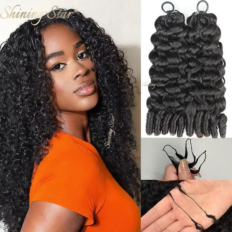 Burmese Water Wave Crochet Hair Knotless Human Hair Extensions Micro Twists Pre Separated Feather Hair For Braiding Lightweight Natural Color #Summervibes #Tiktokshopspringglowup