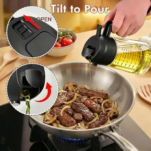 2 In 1 Oil Dispenser Bottle, 400ml Oil Sprayer With Ergonomic Handle, Multi-Purpose Kitchen Gadget For Cooking, Baking & Frying
