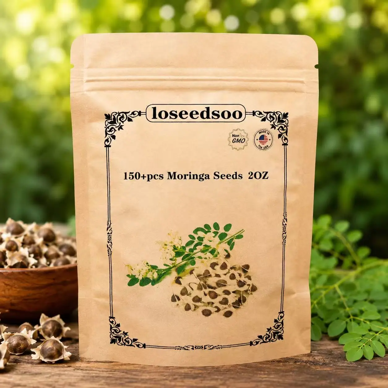 Moringa Seeds for Planting, 2 oz, 150+ Moringa Seed, Non-GMO Semillas de Moringa, Moringa Seeds for Eating & Growing, Fast Growing Tree Seeds for Home Garden, Semilla de Moringa