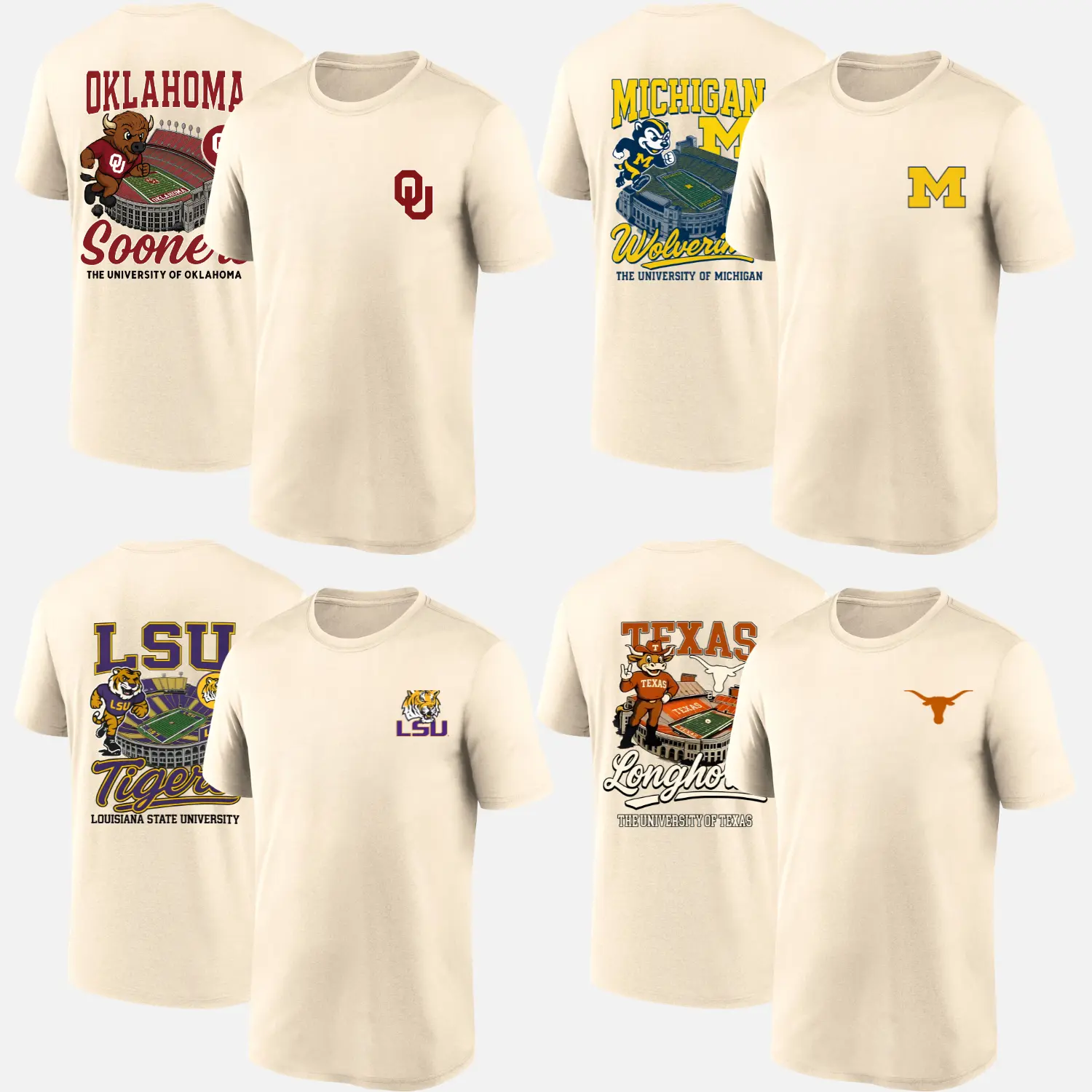 Vintage All Teams Football T-Shirt Sand Color for Men Women, College Mascots Graphic Tee, Retro Game Day Sports Fan Shirt, Soft Cotton Unisex Apparel