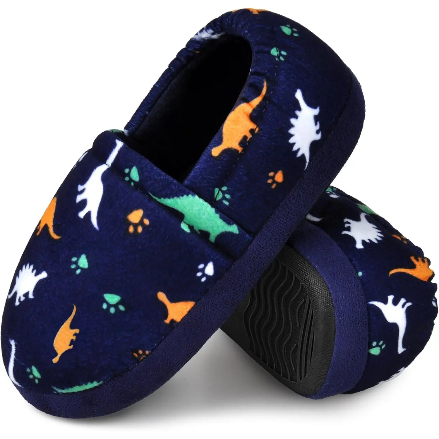 Kids' Dinosaur Print Non-Slip House Slippers - Navy Blue Round Toe 7-8 Toddler Indoor Summer Footwear for Boys, Comfortable Bedroom Use Slip-Ons, Slippers Shoes, Anti-Skid Sole tiktokshopbacktoschool