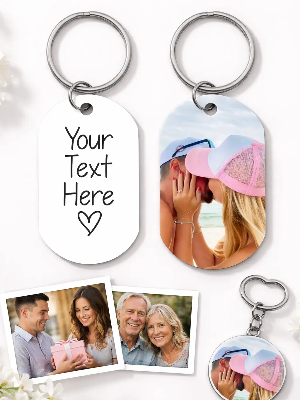 LoonStore Personalized Heart-Shaped Acrylic Keychain for Women with Custom Photo or Text, Double Style Option, Anniversary Gift, Keep Your Memories Close, Premium Print, Engraved Text, Smooth, Acrylic Body, Durable Stainless Steel