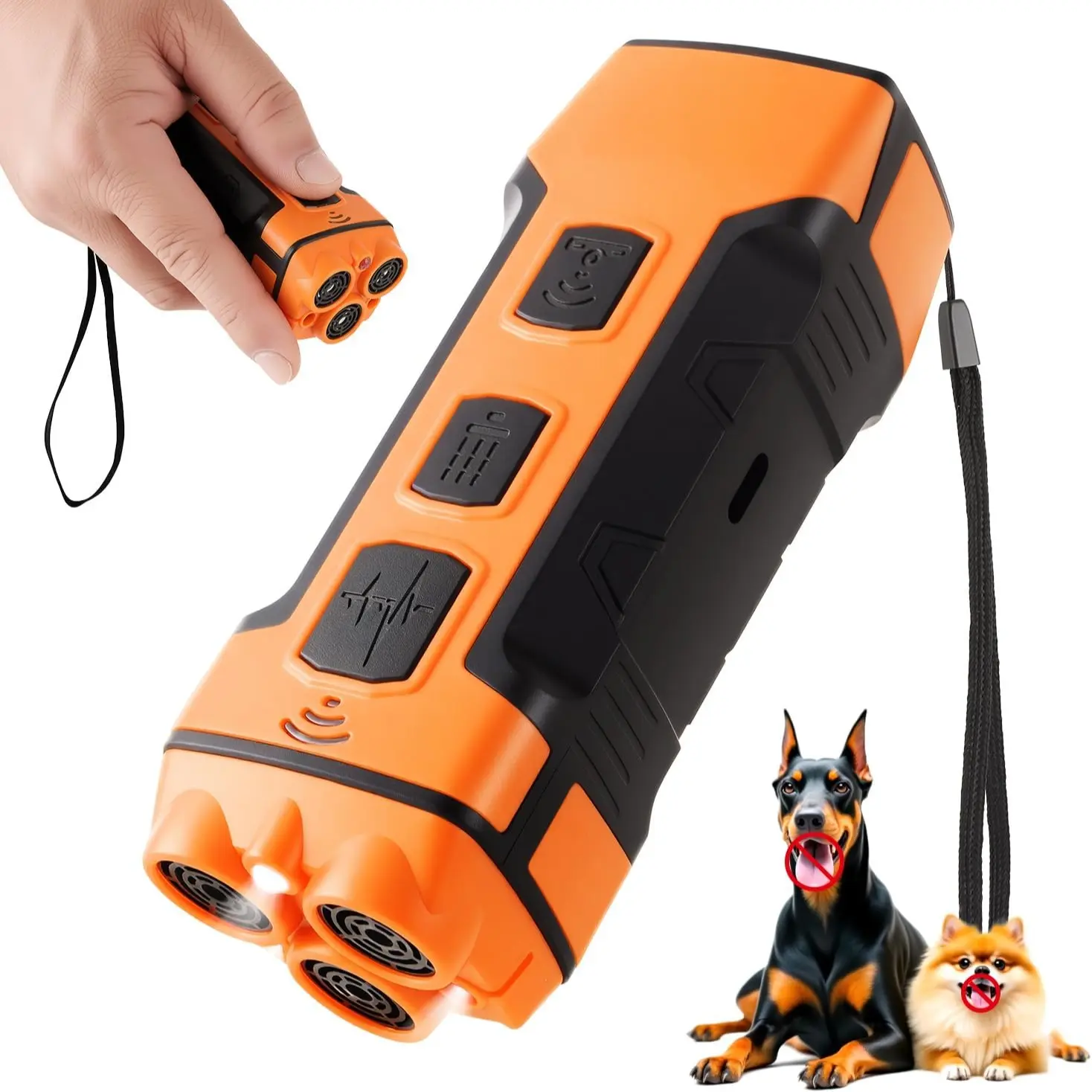 Outdoor Dog Repellent& Dog Trainer Training Aid, Training Dog Bark Deterrent Devices, Anti Barking Device for Dogs, 5in1 Solution for Dog Behavior Problems, Safe Portable Flashlight & Beep for Small, Medium & Large Dogs
