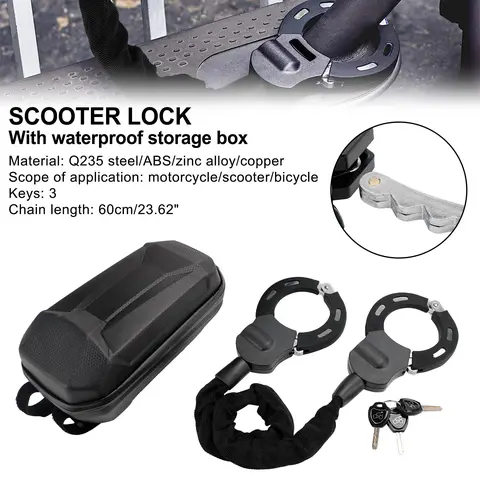 Heavy‑Duty Scooter Chain Lock, 60cm/23.62 Inch Anti‑Theft Secure Chain Lock with Keys, Waterproof Storage Bag Included, E‑Bike Anti‑Theft Accessories Bike Locks Bicycle Lock