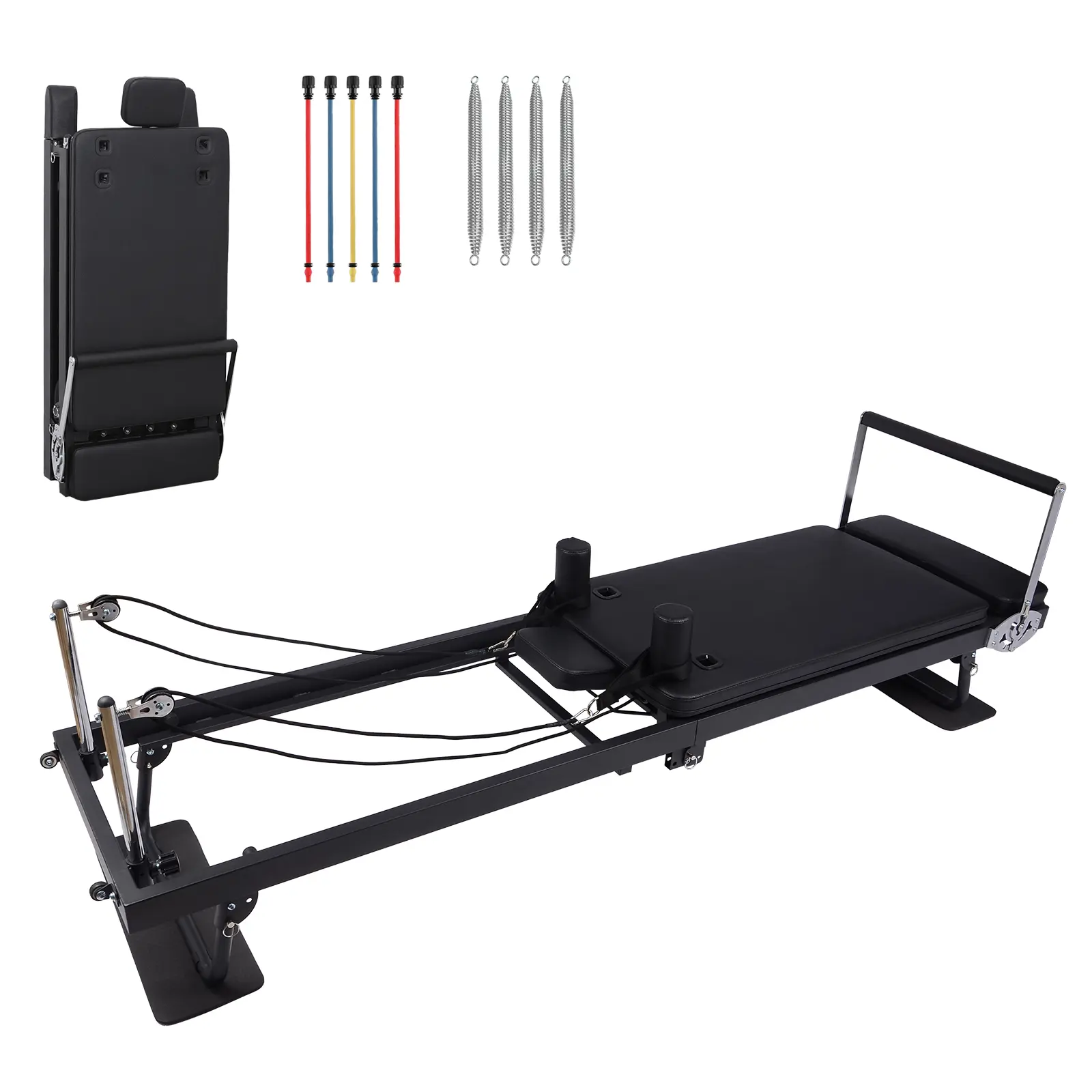 Garvee Portable Collapsible Pilates Reformer, Studio-Quality Home Gym Machine with Dual Resistance Springs and Cords, Quiet Heavy Duty Design for Beginners & Advanced Users