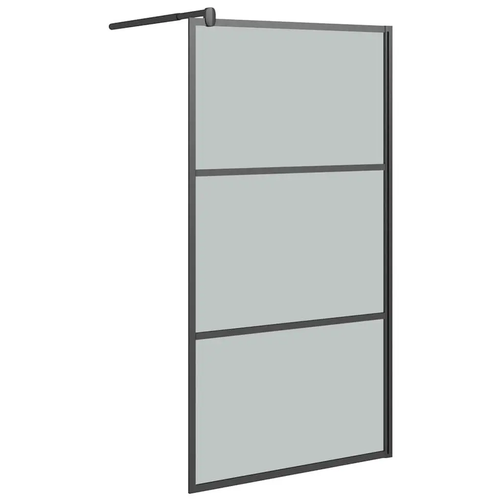 vidaXL Walk-in Shower Enclosure, Bathroom Wall Panel with Adjustable Supporting Bar, Shower Screen, Shower Wall, Black Frame with Dark ESG Glass 151891