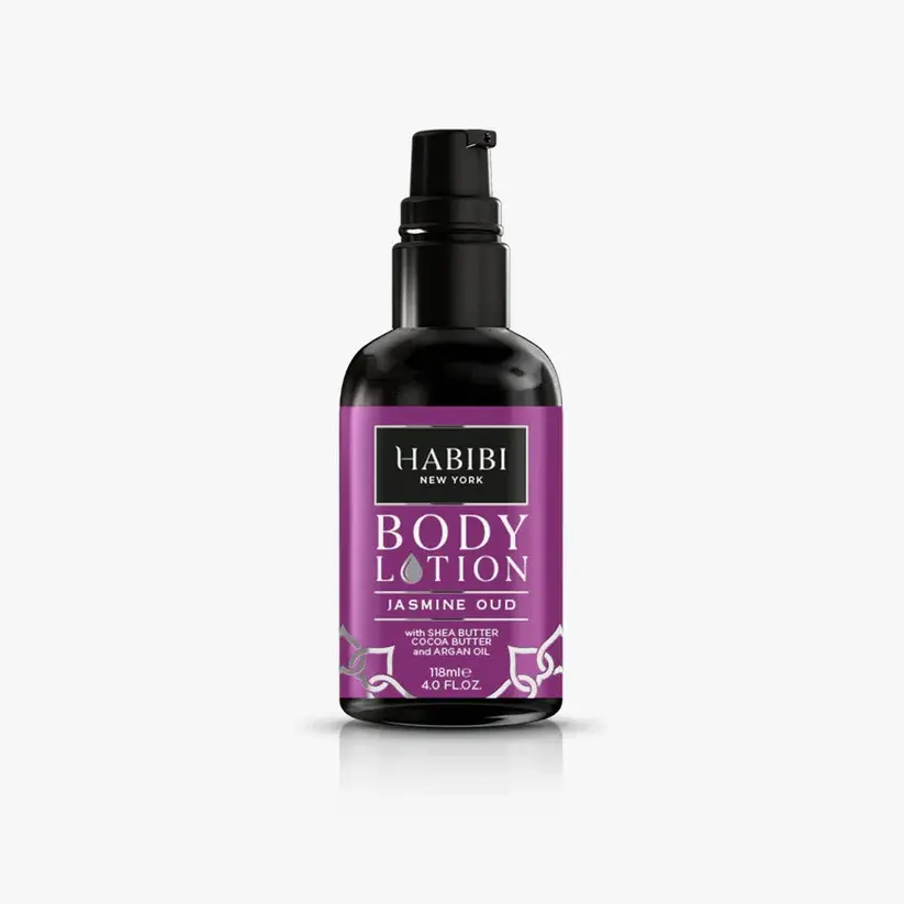 HABIBI NEW YORK Jasmine Oud Body Lotion, Shea & Cocoa Infused Floral Cosmetic Moisturizer, 118ml