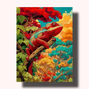Colorful Chameleon Paint by Numbers Kit – Vibrant Tropical Wildlife DIY Painting Art Set