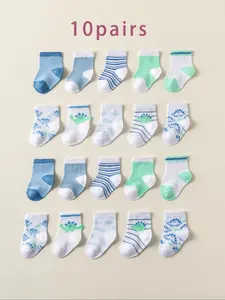 Baby Colorblock Crew Socks Set, Soft Comfy Breathable Socks for Baby Boys & Girls, Newborn and Infant Socks