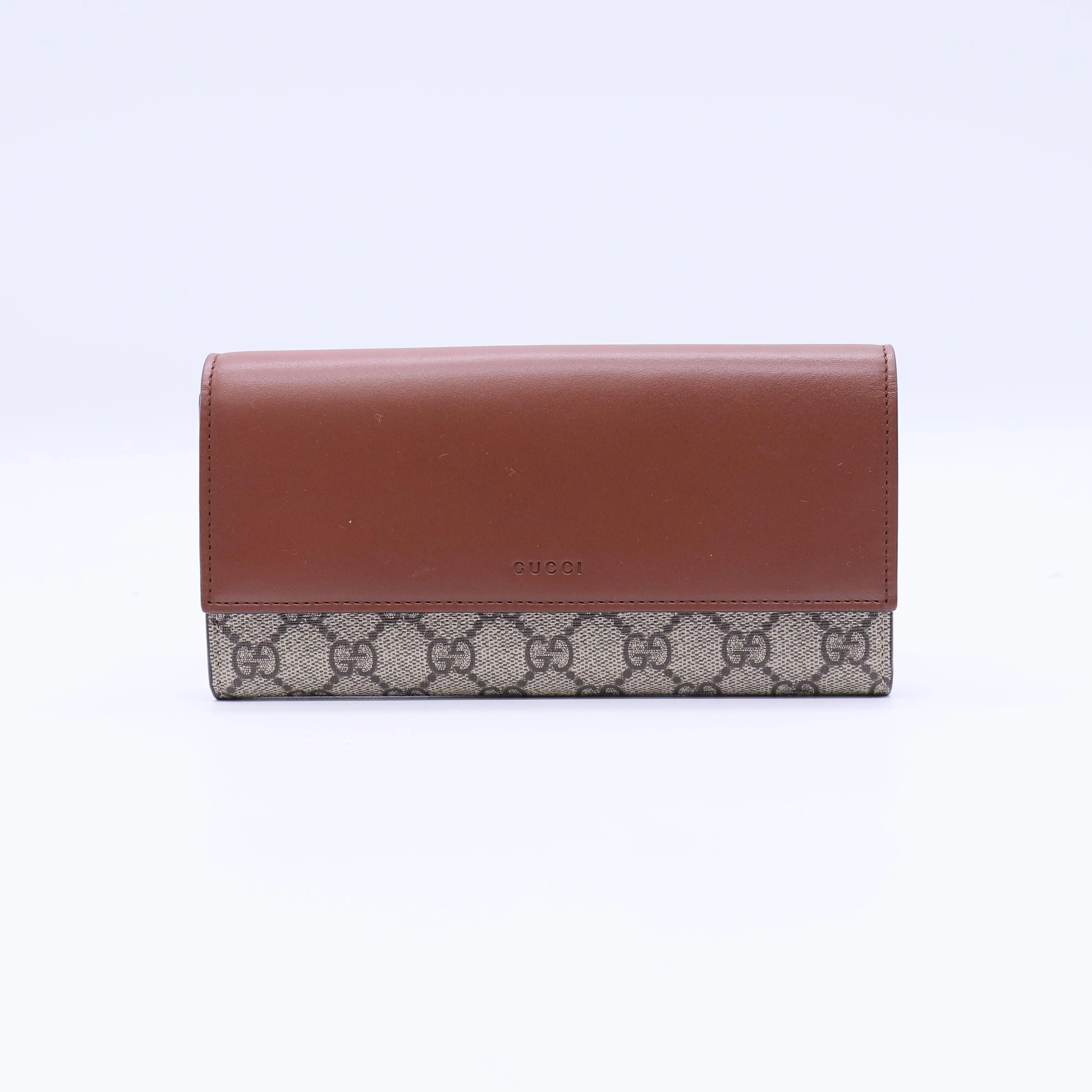 Pre-owned GUCCI leather Small Leather Goods GG Supreme Canvas Flap Wallet W21032