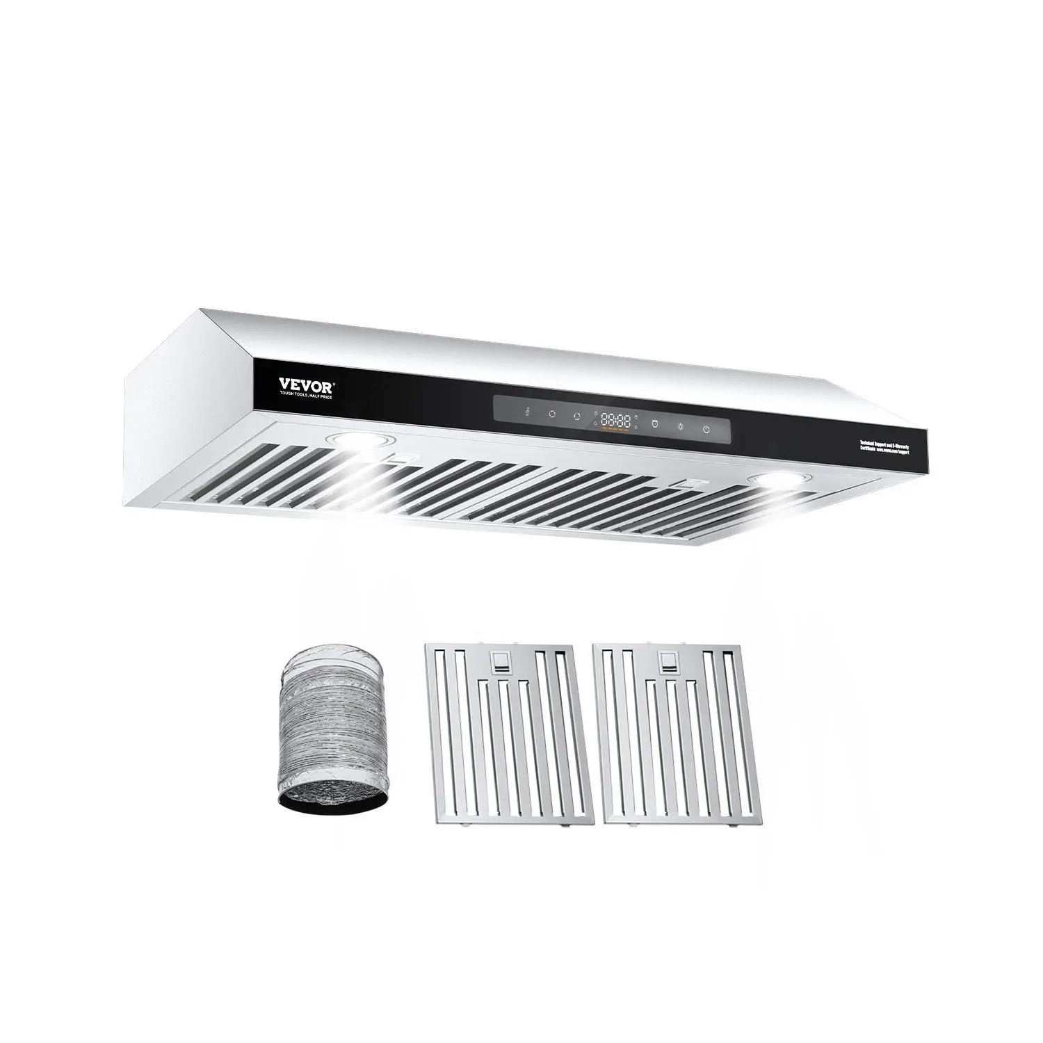 【Summerfinds】VEVOR Under Cabinet Range Hood 30 Inch Kitchen Vent Hood900CFM Dual Motors Stainless Steel Stove Hoodwith Gesture & Touch ControlLED Lightand 4-Speed Exhaust Fan, Filter Cooktop Hoods