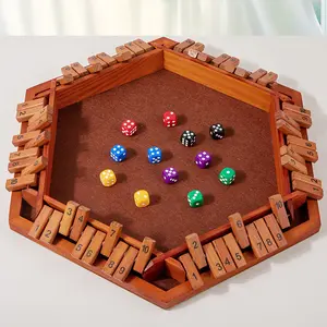 Hatwoo Shut the Box Dice Game, Six-sided Board Flip Game, Wooden Board Game with 10 Numbers,  Family Wooden Board Table Math Games for Adults and Kids, Classic Games for Home, Party, Birthday Leisure Time