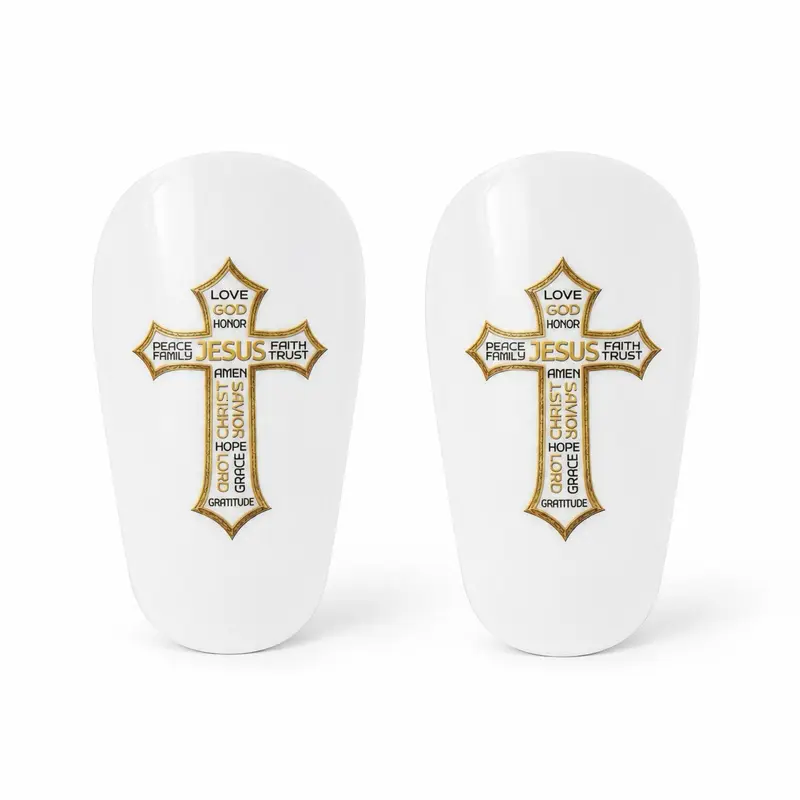 Soccer Head Mini Cross Shin Guards - Mini Soccer Shin Guards, Lightweight Slip n Shin Pads, Christian Cross Design,Youth & Adult Soccer Gear