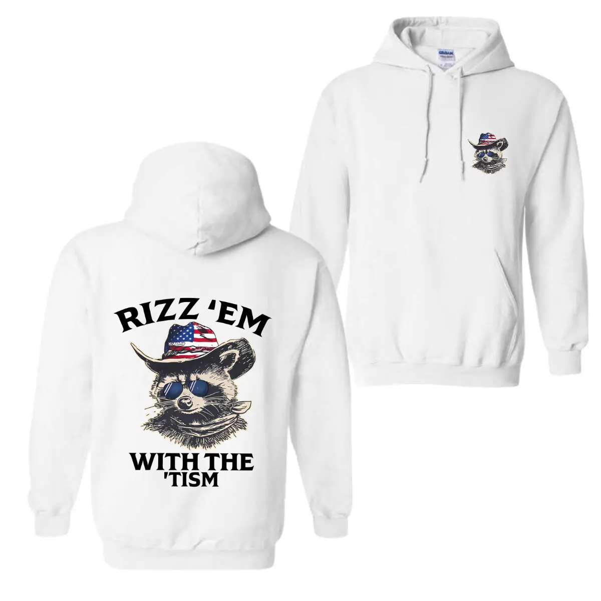 Unisex Hoodie Sweatshirt with Cowboy Raccoon Graphic, Classic Fit Cotton-Polyester Blend Pullover Top, Soft & Warm with Spandex Stretch