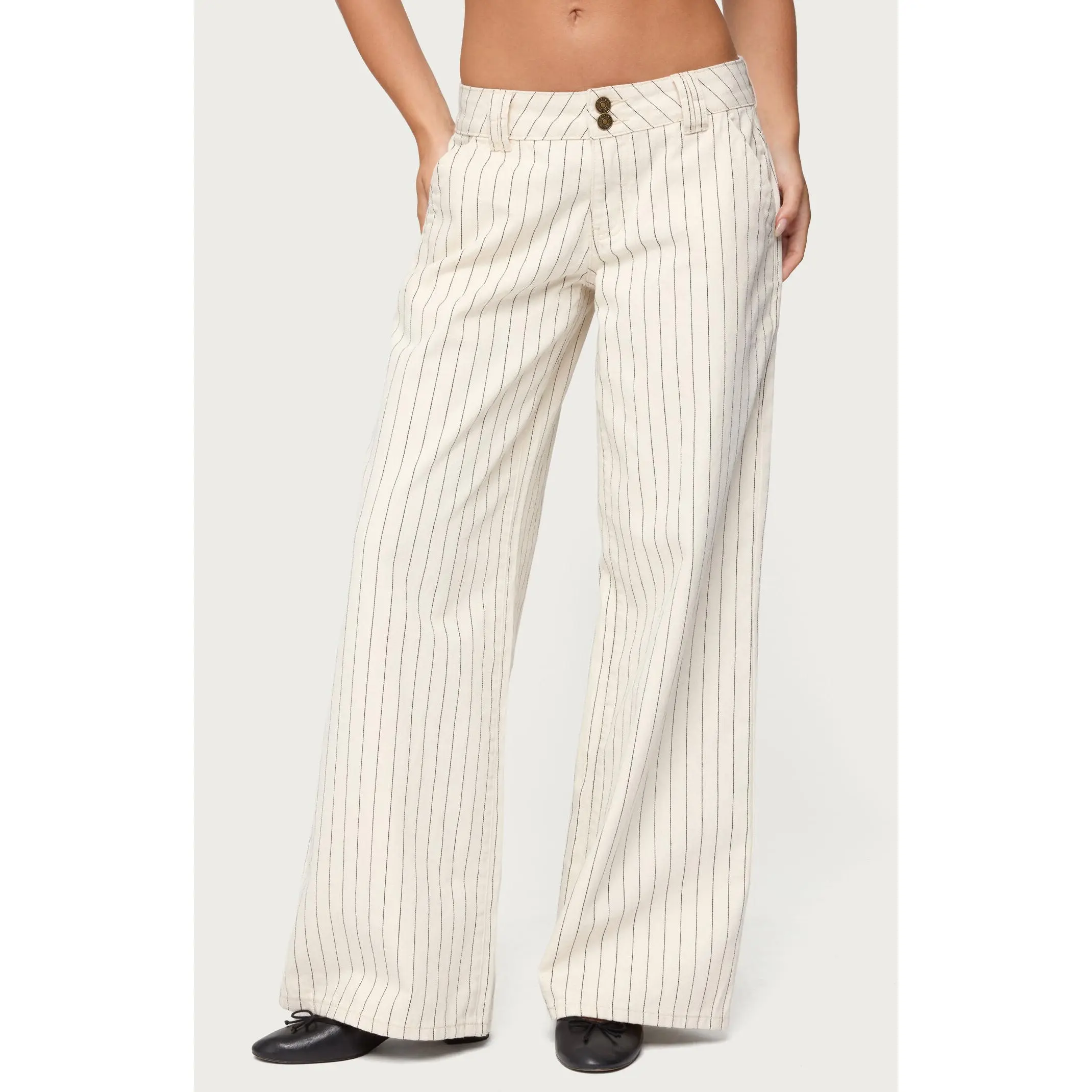 Edikted Women's Cory Striped Low Rise Jeans