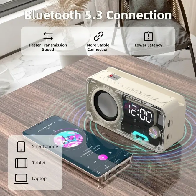 Transparent Portable Bluetooth Speaker - Wireless Audio Device with Stable Connection for Home & Outdoor Use