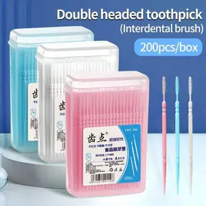 Dental floss storage box with 200/1060pcs disposable dental floss, double-headed toothpick cleaning tool, tooth cleaning care, interdental brush, picking toothpick thread, Dental Accessories