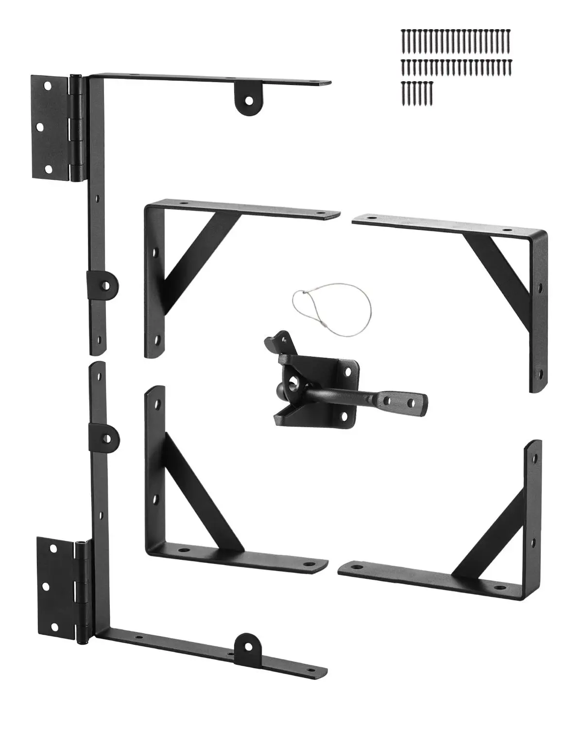 【summerfinds】VEVOR Gate Corner Brace Bracket, Anti Sag Gate Frame Hardware Kit, Gate Frame Brace Bracket with Latch Lock Rope, Latch Lock, for Shed Doors, Corral Gates, Driveway Gates, Wood Windows, Iron, Black