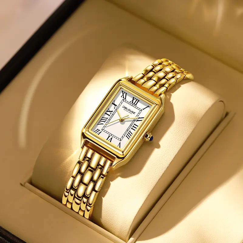 Square Watch for Women DBL-1001 Elegant Minimalist Water-Resistant Quartz Stainless Steel Strap Perfect for Valentine's Day Mother's Day Wedding Anniversary Gift Vintage Modern Waterproof Casual Trendy Wristwatch