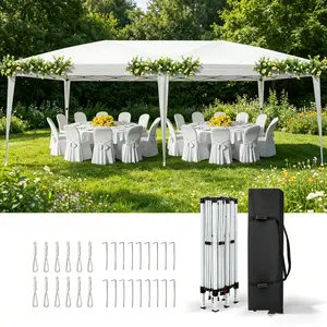 Pop Up Party Tent for Parties 10'x20'/30', Outdoor Gazebo Wedding Patio Camping Carport Canopy Shade Canopy Tent with Removable Sidewalls, Summer Vibes